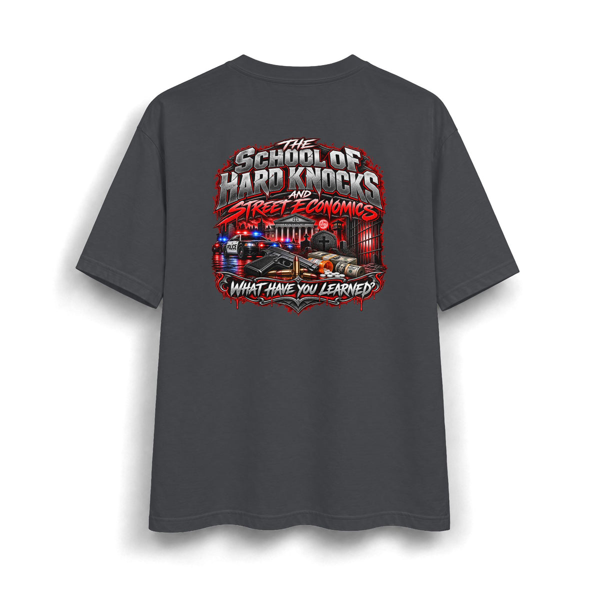 School of Hard Knocks – Red Edition | Damonyhona Heavyweight Streetwear Tee