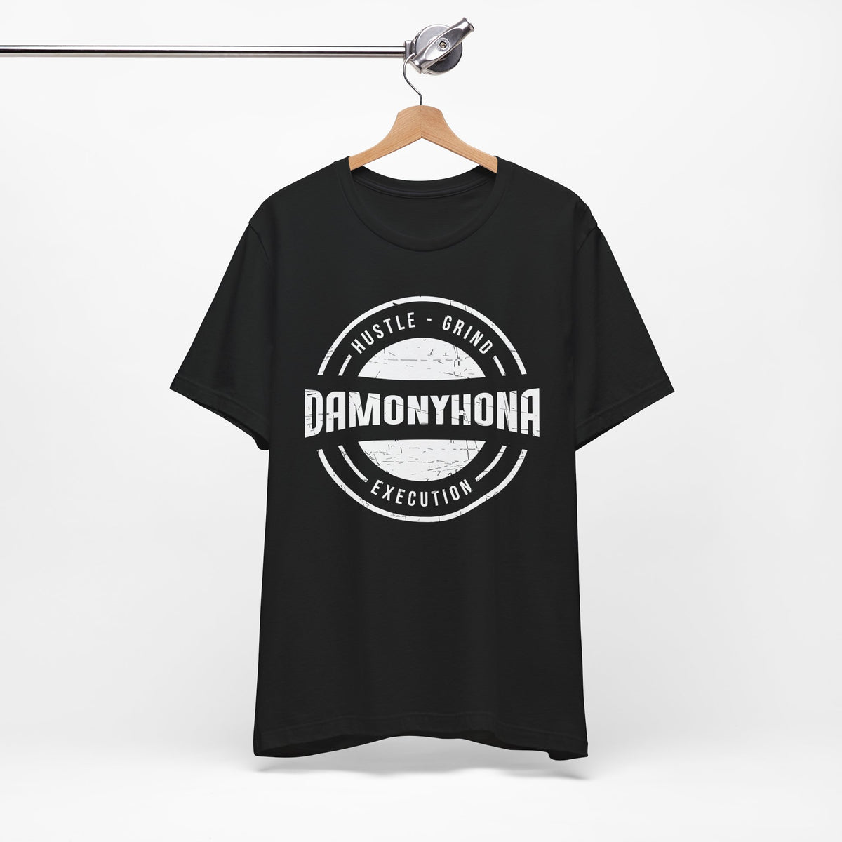 Damonyhona Hustle Grind Execution T-Shirt — Vintage Circle Logo Tee